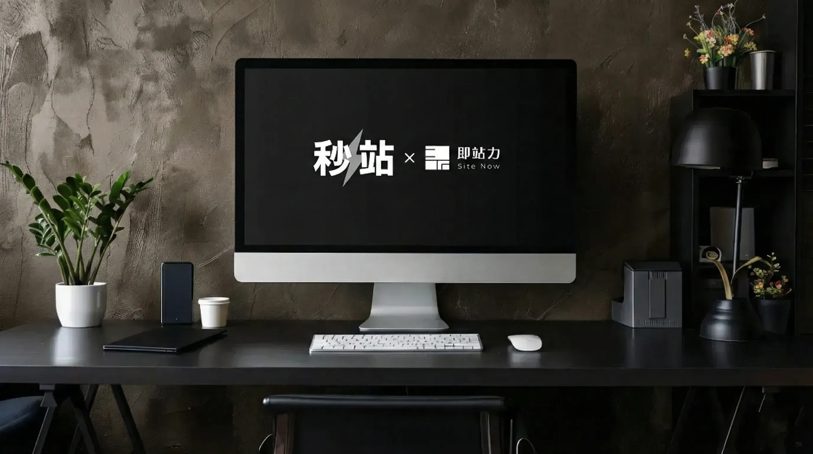 秒站 x 即站力 Site Now 首頁 Hero 視覺：AI 自動生成、填空建立網站
