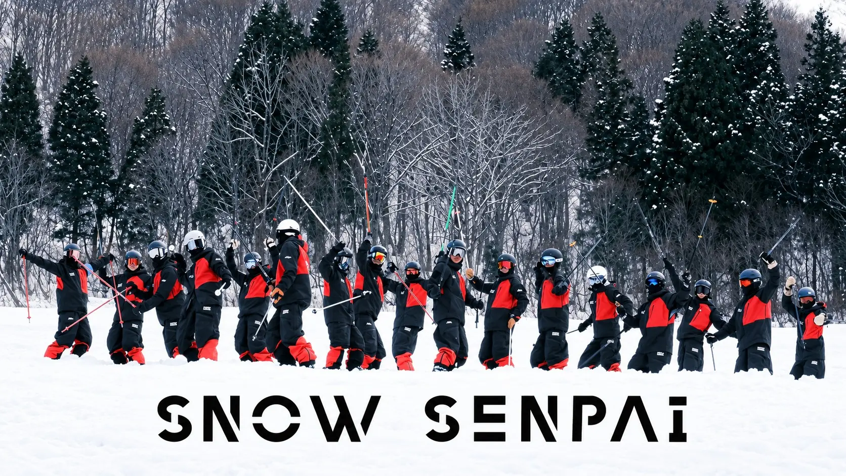 SnowSenpai 雪長姐滑雪教練團隊於雪場合影